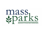 DCR Mass Parks Logo in blue and green text on white background