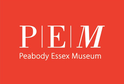 Peabody Essex Museum Logo white text on red background